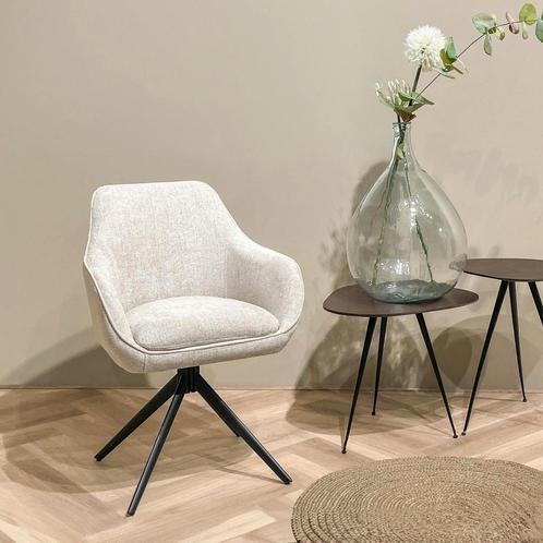 Eetkamerstoel met armleuning  Stof Taupe & Beige -, Huis en Inrichting, Stoelen, Nieuw, Ophalen of Verzenden