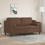 vidaXL Tweezitsbank met sierkussens 140 cm stof bruin, Huis en Inrichting, Verzenden, 150 tot 200 cm, Stof, Nieuw