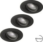 Set van 3 inbouwspots Veneto zwart + LED spots GU10 Lybardo, Verzenden, Nieuw