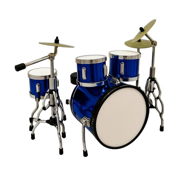 Baby mini  drumstel blauw 10 cm hoog - schaal ca. 1:10, Verzamelen, Muziek, Artiesten en Beroemdheden, Pop, Beeldje of Miniatuur