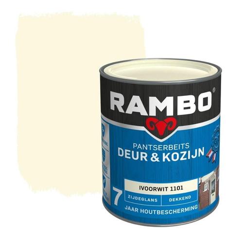 Rambo Pantserbeits Deur & Kozijn Dekkend Ivoorwit 0.75L, Doe-het-zelf en Verbouw, Verf, Beits en Lak, Beits, Wit, Nieuw, Minder dan 5 liter