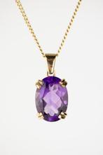 Ketting met hanger - 9 kt. Geel goud Amethist, Sieraden, Tassen en Uiterlijk, Antieke sieraden