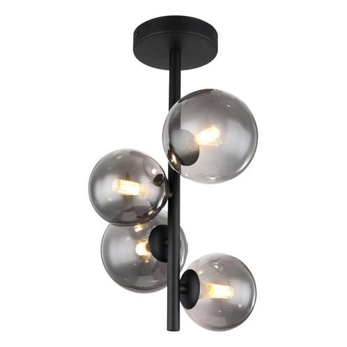 Plafondlamp RIHA 3.50 Watt G9 Matt zwart - 4 Lichts Smoked, Huis en Inrichting, Lampen | Plafondlampen, Metaal, Ophalen of Verzenden