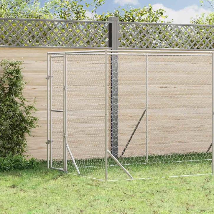 vidaXL Hondenkennel voor buiten 2x14x2 m gegalvaniseerd, Dieren en Toebehoren, Honden-accessoires, Nieuw, Verzenden