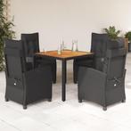 vidaXL 5-delige Tuinset met kussens poly rattan zwart, 4 zitplaatsen, Nieuw, Tuinset, Verzenden