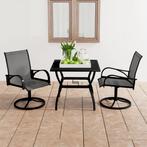 vidaXL 3-delige Tuinset textileen en staal, Tuin en Terras, 2 zitplaatsen, Verzenden, Nieuw, Rvs