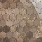 Vloertegel / wandtegel hexagon manhattan bruin gepolijst, Doe-het-zelf en Verbouw, Keramiek, Nieuw, Ophalen of Verzenden, 10 m² of meer