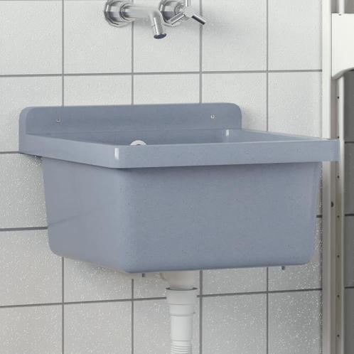 vidaXL Wasbak wandgemonteerd 40x40x24 cm hars grijs, Doe-het-zelf en Verbouw, Sanitair, Nieuw, Verzenden