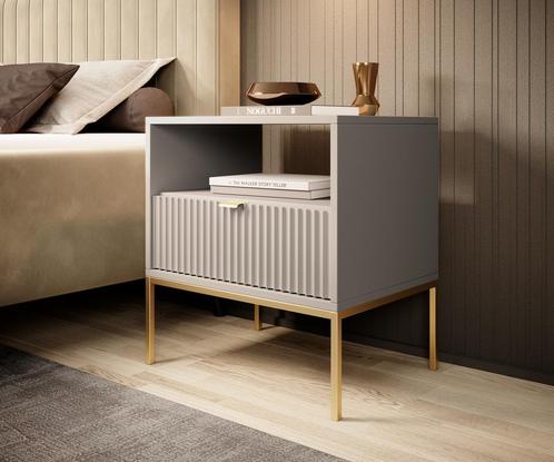 Meubella nachtkastje Navil beige 1 lade, Huis en Inrichting, Slaapkamer | Nachtkastjes, Nieuw, Verzenden