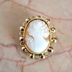 Gouden broche met camee | Antiek (vintage, schelp) (vintage), Ophalen of Verzenden, Gebruikt, Goud, Overige merken