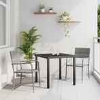 vidaXL 3-delige Tuin Eetset Grijs Poly Rattan, Verzenden, Nieuw, Rotan