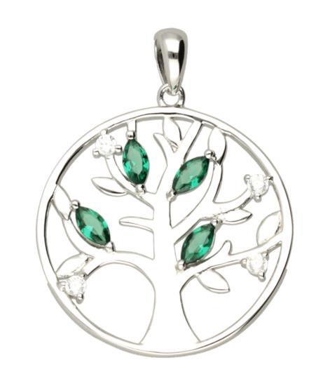 Zilveren Levensboom met zirkonia kettinghanger, Sieraden, Tassen en Uiterlijk, Kettinghangers, Verzenden