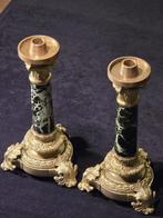 Kaarsenhouder (2) - Marmer, Brons - Kandelaren marmer brons