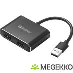 Sandberg 134-35 video kabel adapter USB Type-A 2 x HDMI, Verzenden, Nieuw