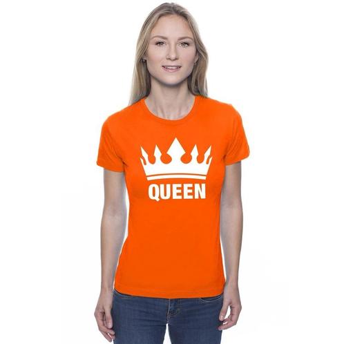 Oranje Koningdag Queen shirt met kroon dames - Koningsdag .., Hobby en Vrije tijd, Feestartikelen, Ophalen of Verzenden