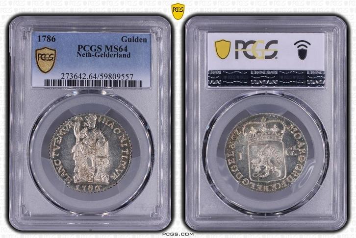 Provincie Gelderland 1 gulden 1786 generaliteits PCGS MS64, Postzegels en Munten, Munten | Nederland, Losse munt, 1 gulden, Zilver