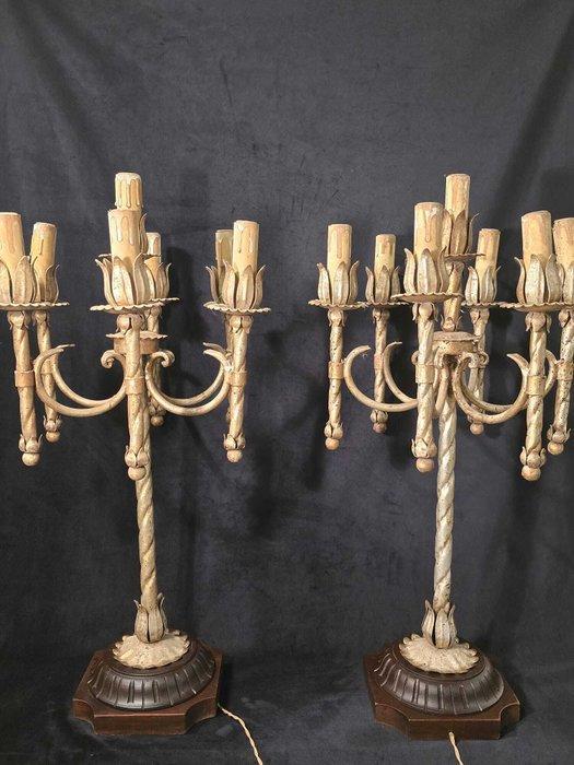 Kandelaber (2) - Hout - Fiorentijnse kandelabers N•2, Antiek en Kunst, Curiosa en Brocante