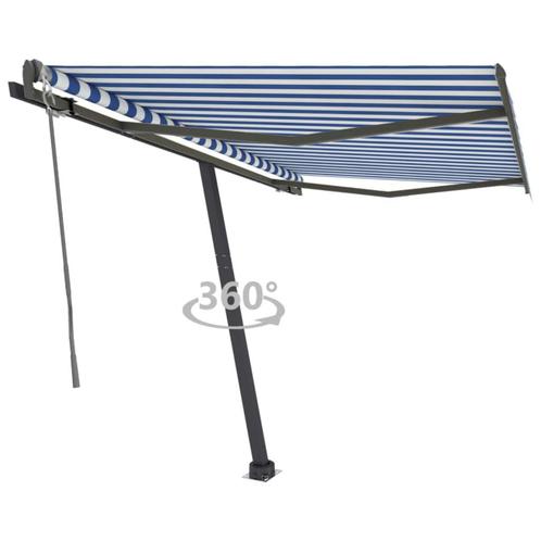 vidaXL Luifel vrijstaand automatisch 350x250 cm blauw en wit, Tuin en Terras, Zonneschermen, Nieuw, Verzenden