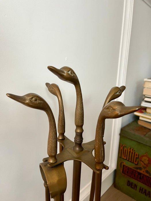 Openhaard accessoire - Messing - Haardset, eendenkoppen, Antiek en Kunst, Curiosa en Brocante
