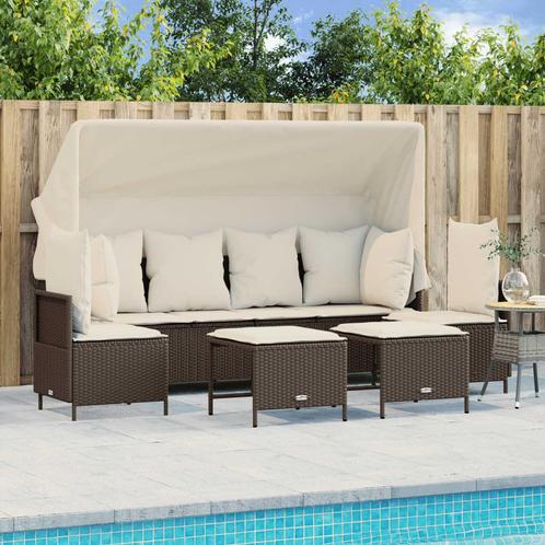 vidaXL 5-delige Loungeset met kussens poly rattan bruin, Tuin en Terras, Tuinsets en Loungesets, Loungeset, Nieuw, Rotan, Verzenden