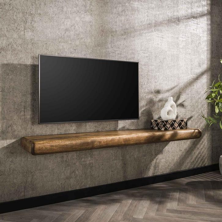 *WOONWINKEL* Trendy Mangohouten Wandplank, Huis en Inrichting, Kasten | Overige, Nieuw, Verzenden