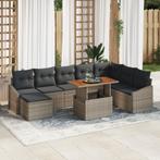 vidaXL 9-delige tuinset met kussens in grijs en poly rotan,, Tuin en Terras, Tuinsets en Loungesets, Verzenden, Nieuw, Rotan, Tuinset