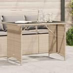 vidaXL Tuintafel met glazen blad 110x68x70 cm poly rattan, Tuin en Terras, Tuintafels, Verzenden, Nieuw