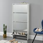 Schoenenkast met spiegels 4 vouwdeuren 134x63x17 cm wit, Huis en Inrichting, Kasten | Schoenenkasten, Verzenden, Nieuw