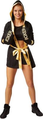 2dekans | Dressforfun Vrouwenkostuum bokster zwart/goud XXL, Ophalen of Verzenden, Zo goed als nieuw