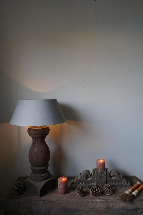 Lampenvoet Oud Hout L70 x D26 cm - Excl Kap., Huis en Inrichting, Lampen | Tafellampen, Nieuw, Verzenden