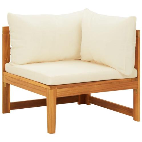 vidaXL Hoekbank met crèmewitte kussens massief acaciahout, Tuin en Terras, Tuinsets en Loungesets, Nieuw, Hardhout, Verzenden