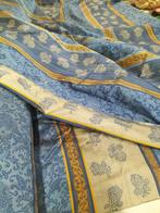 Lussuoso tendone damascato beige e blu - made in Italy -
