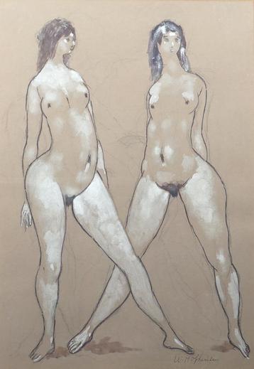 Willem Hofhuizen (1915-1986), twee staande naakte vrouwen beschikbaar voor biedingen