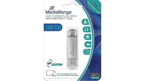 MediaRange USB 3.0 comboflashdrive Type A+C plug, Computers en Software, USB Sticks, Nieuw, 128 GB