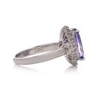 Ring Tanzaniet en diamanten platina clusterring Tanzaniet, Nieuw