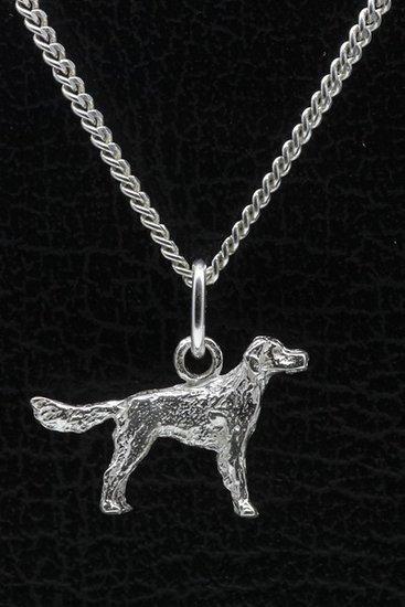 Zilveren Breton epagneul met staart ketting hanger - klein, Sieraden, Tassen en Uiterlijk, Kettinghangers, Verzenden