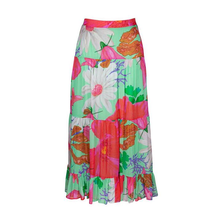 Frogbox • maxi rok met bloemen • 36, Kleding | Dames, Rokken, Groen, Nieuw, Maat 36 (S), Verzenden