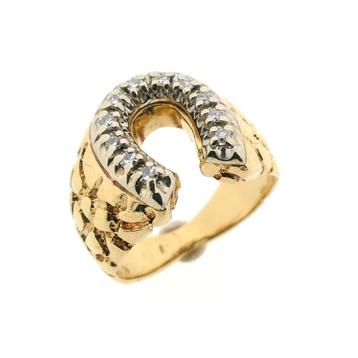 Gouden pinkring met diamant; 0,165 ct. | Heren (witgoud) beschikbaar voor biedingen