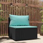 vidaXL Tuinmiddenbank met kussens poly rattan zwart, Verzenden, Nieuw, Rotan