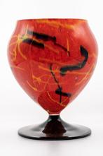 Kralik - Kralik orange art deco Spatter glass vase 1920s, Antiek en Kunst, Antiek | Glas en Kristal