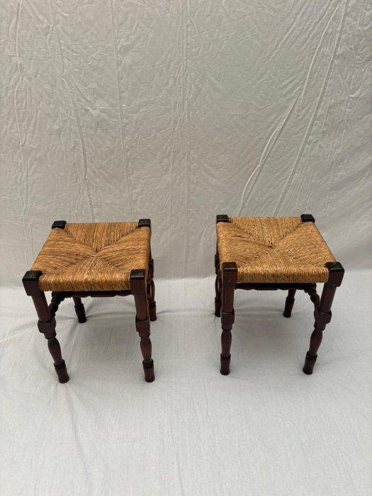 Kruk - Set van Krukken met rotan zitting - Rattan, Hout, Antiek en Kunst, Curiosa en Brocante