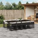vidaXL 11-delige Tuinset met kussens poly rattan zwart, Tuin en Terras, Tuinsets en Loungesets, Meer dan 8 zitplaatsen, Nieuw