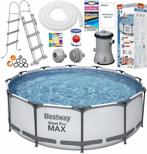 Groot Bestway Zwembad - 366x100cm - Retourdeal - Familiep..., 80 tot 120 cm, Rond, Ophalen of Verzenden, Opzetzwembad