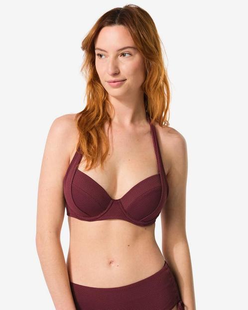 HEMA Dames halter bikinitop met beugel cup B-E donkerrood, Kleding | Dames, Overige Dameskleding, Nieuw, Verzenden