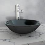 vidaXL Wasbak gehard glas 42 cm zwart, Verzenden, Nieuw