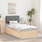 vidaXL Bedframe met Gevoerd Hoofdgedeelte Lichtgrijs 75 x, Huis en Inrichting, Slaapkamer | Bedden, Verzenden, Nieuw, Hout