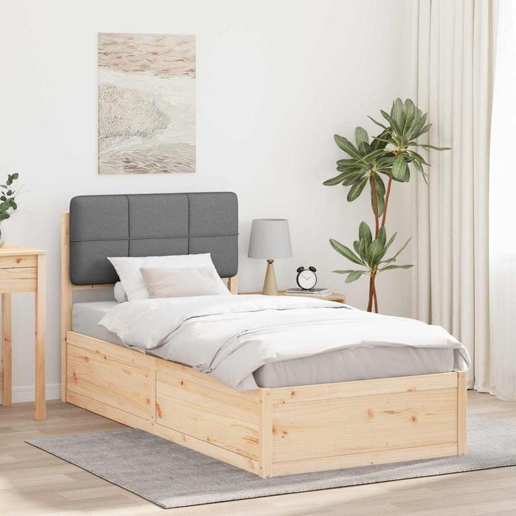 vidaXL Bedframe met Gevoerd Hoofdgedeelte Lichtgrijs 75 x, Huis en Inrichting, Slaapkamer | Bedden, Nieuw, Hout, Verzenden