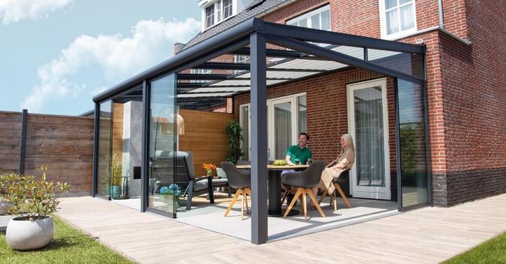Terrasoverkapping van aluminium 3.06 m breed en 2.5 m diep, Tuin en Terras, Overige Tuin en Terras, Nieuw, Ophalen of Verzenden