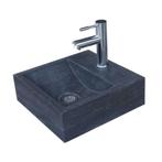 Fonteinset Sanilux Square Hardsteen met kraan, waste & sifon, Ophalen of Verzenden, Nieuw, Chroom, Overige typen