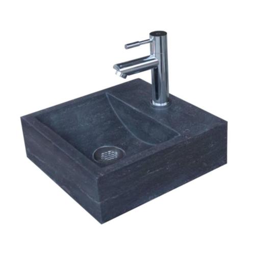 Fonteinset Sanilux Square Hardsteen met kraan, waste & sifon, Doe-het-zelf en Verbouw, Sanitair, Overige typen, Nieuw, Chroom